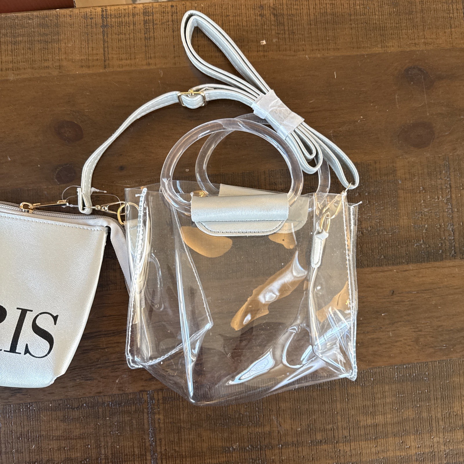 “Emily in Paris”~ I Will Visit PARIS Clear PVC and Gray Crossbody