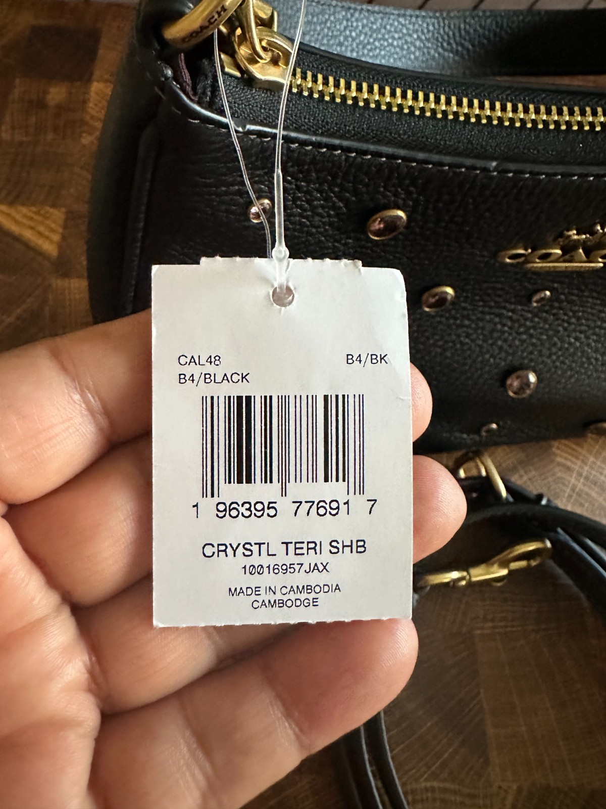 NWT Coach Teri Shoulder Bag With Crysta CAL48 BLACK