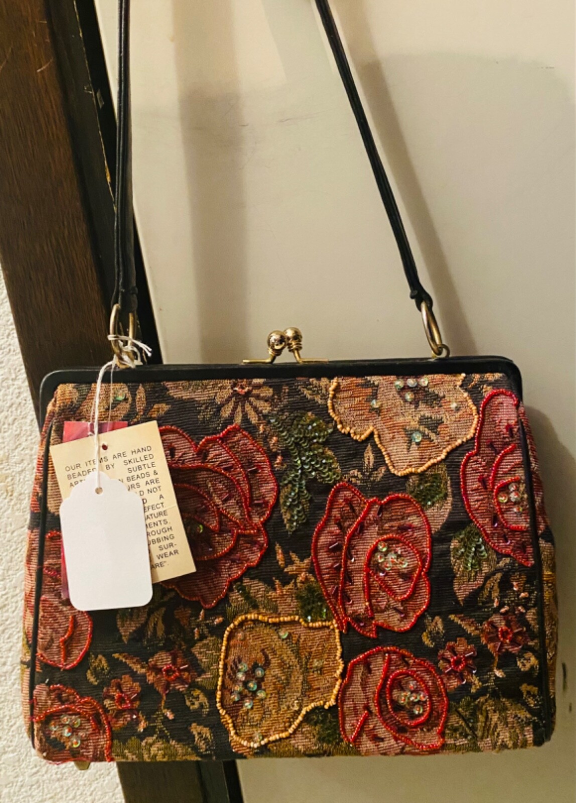 NWT Christiana Hand Beaded Floral Shoulder Bag BEAUTIFUL