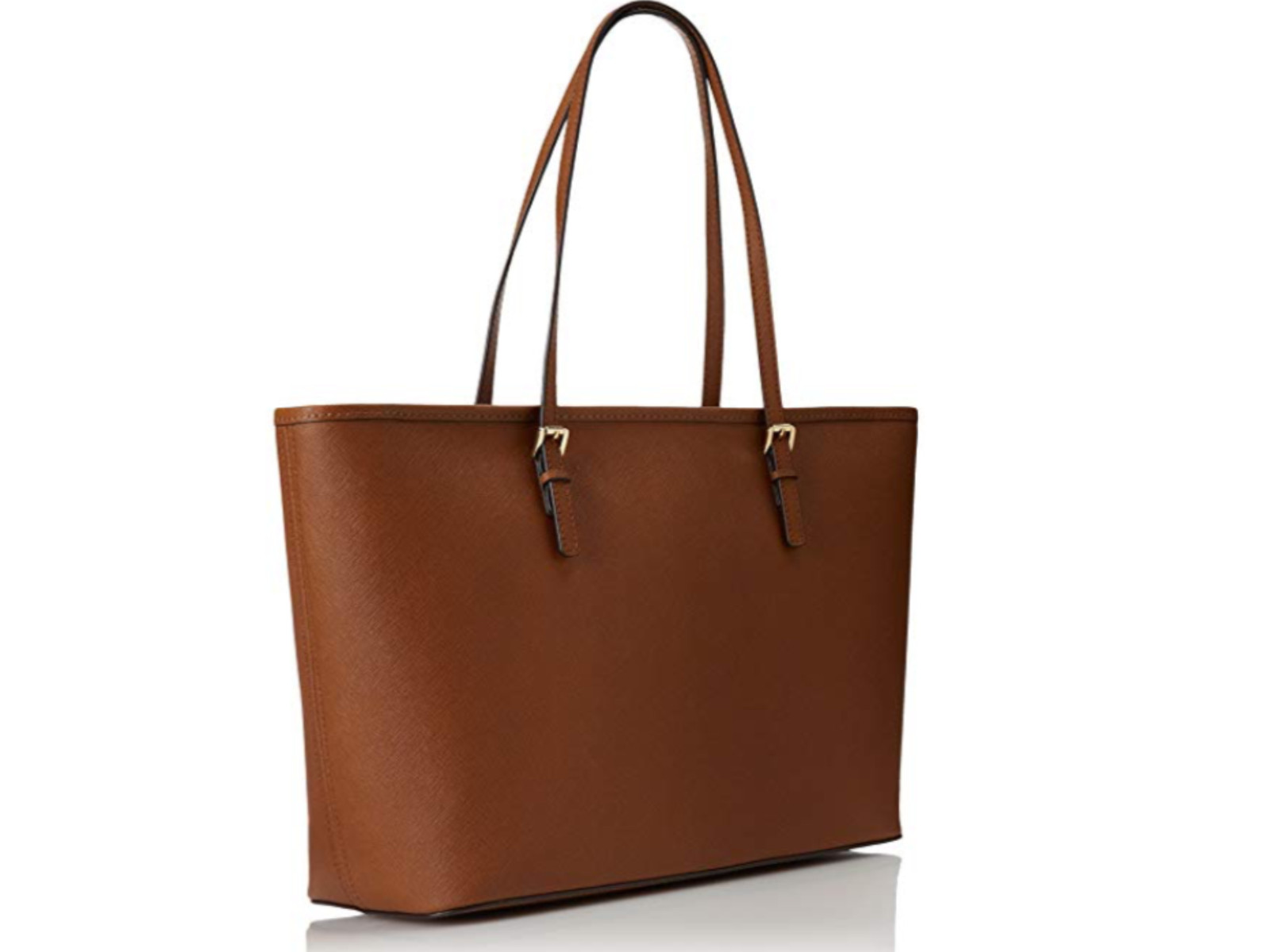MICHAEL KORS MK Travel Tote Bag Brown Luggage Saffiano Leather Gold 38H8GTVT9L