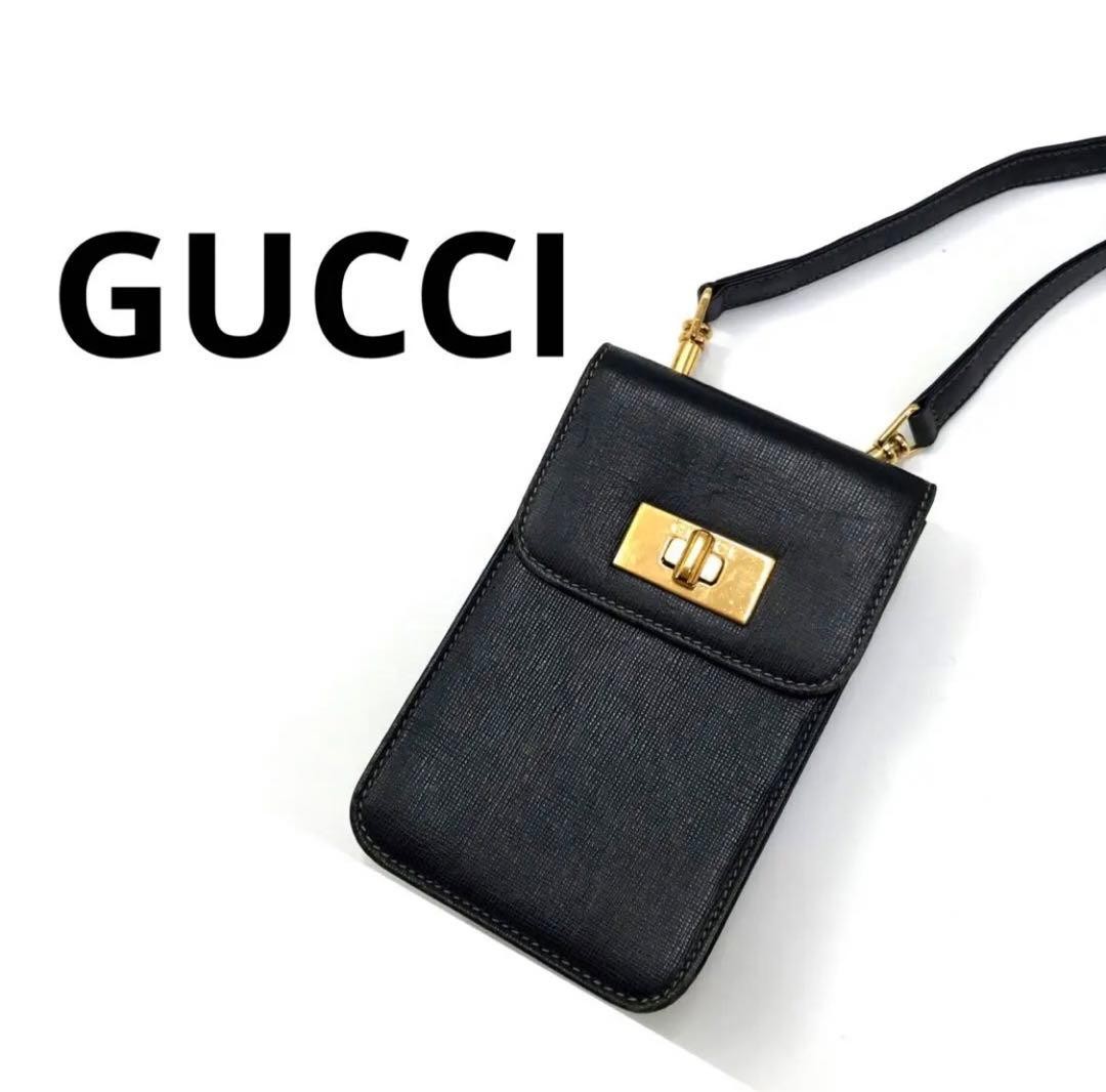 GUCCI Turn Lock Mini Crossbody Bag Women Auth 6.10 x 3.93 x 1.57inch