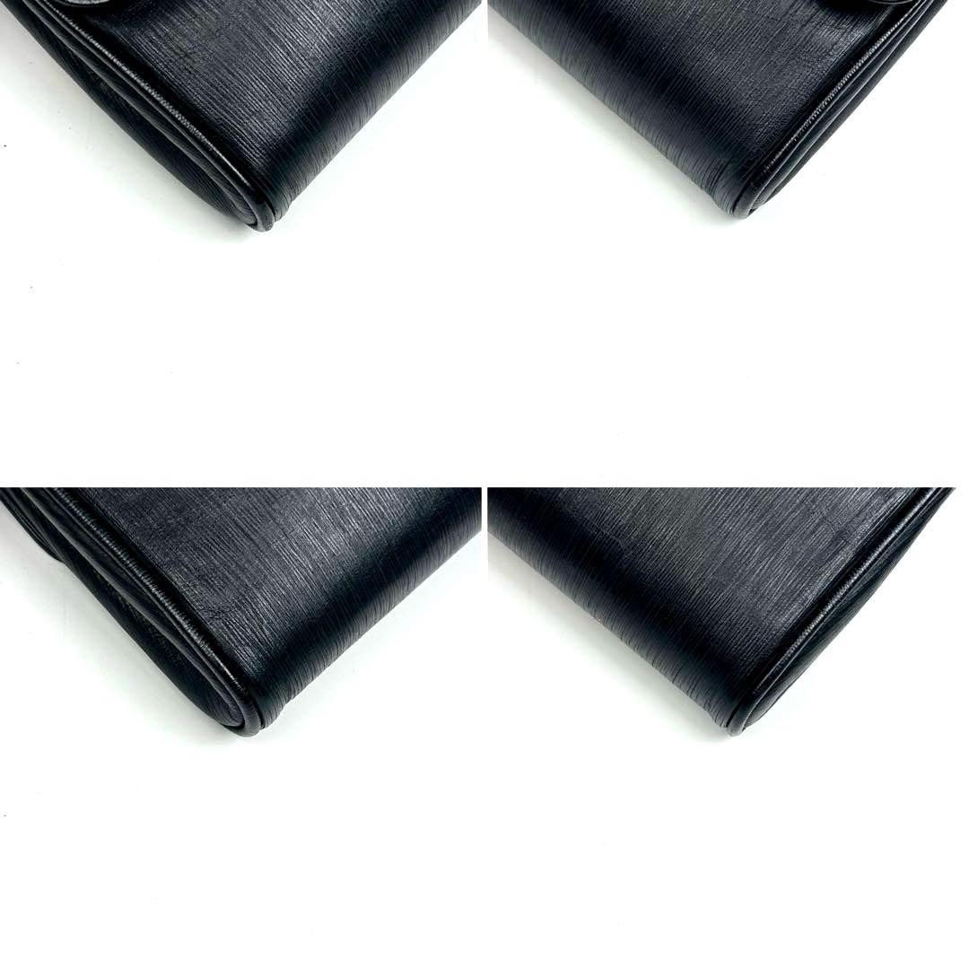 CELINE Triomphe Vintage Leather Chain Shoulder Bag Crystal Rhinestone Black