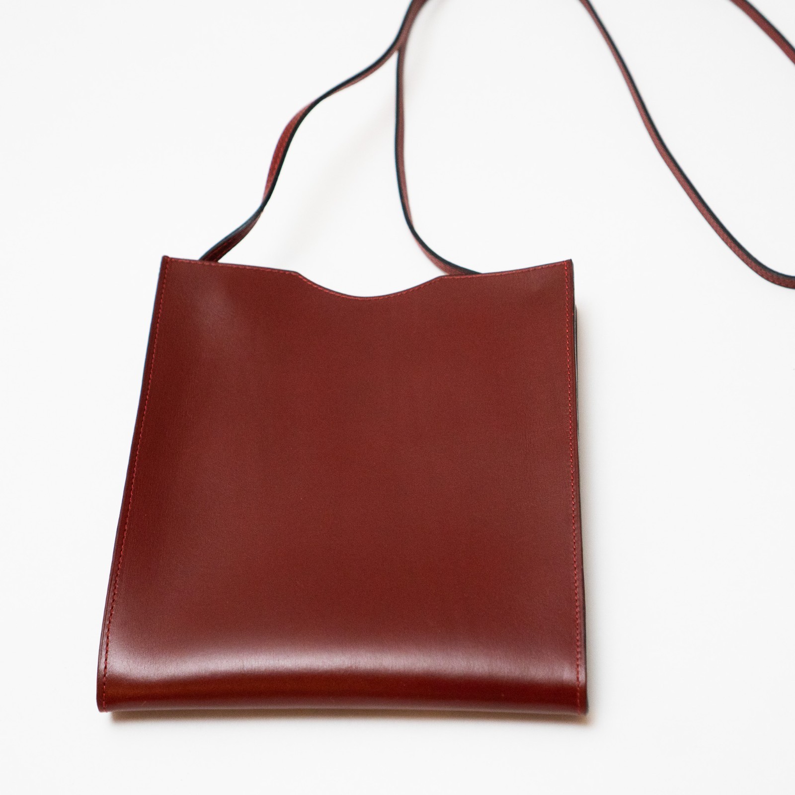HERMES Onimaitou Pochette Shoulder Bag Box Calf Leather Bordeaux Vintage