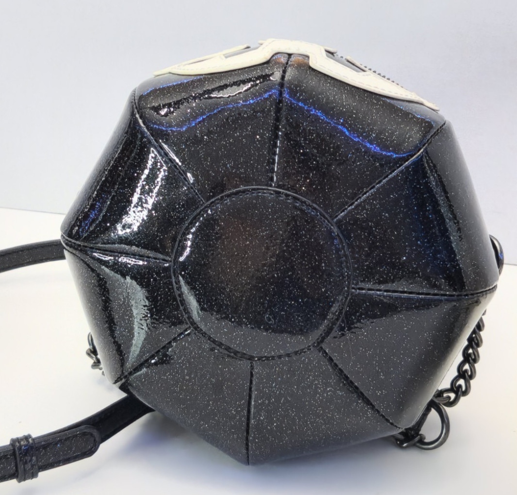 Mad Engine Silver Glitter Black Halloween Pumpkin Crossbody Purse Bag NEW *GLOWS