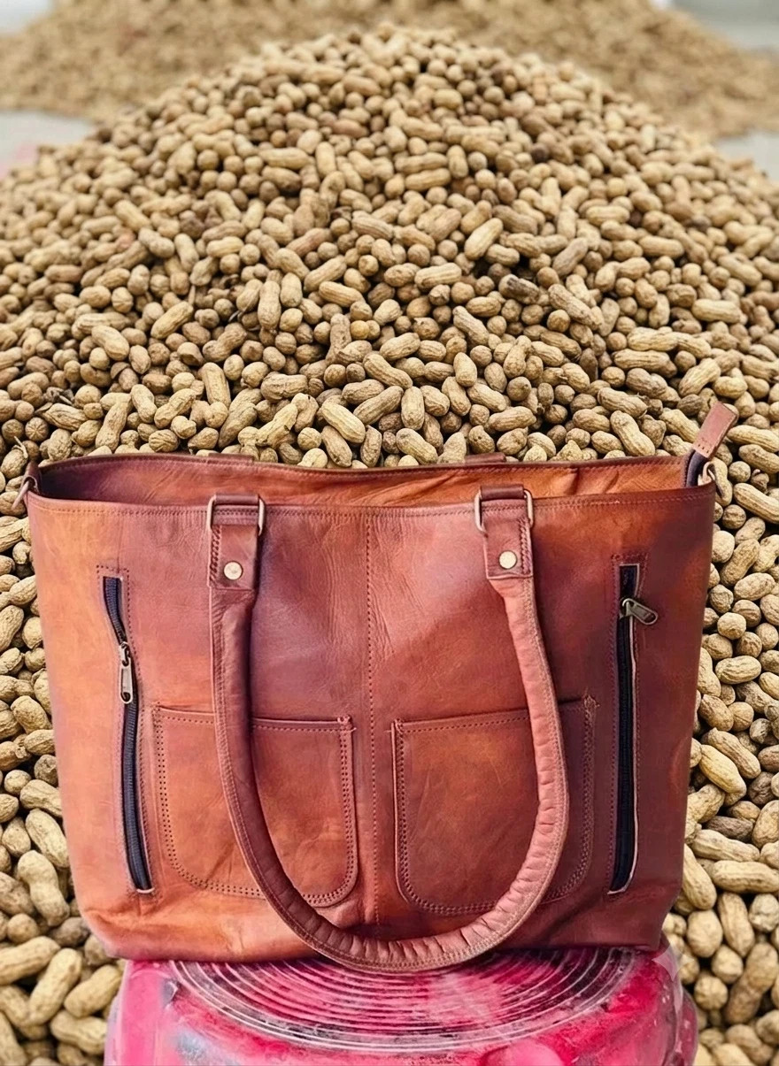 17X12 Inch Large Real Goat Leather Shoulder Bag Tote Shopping Brown Women’s bag