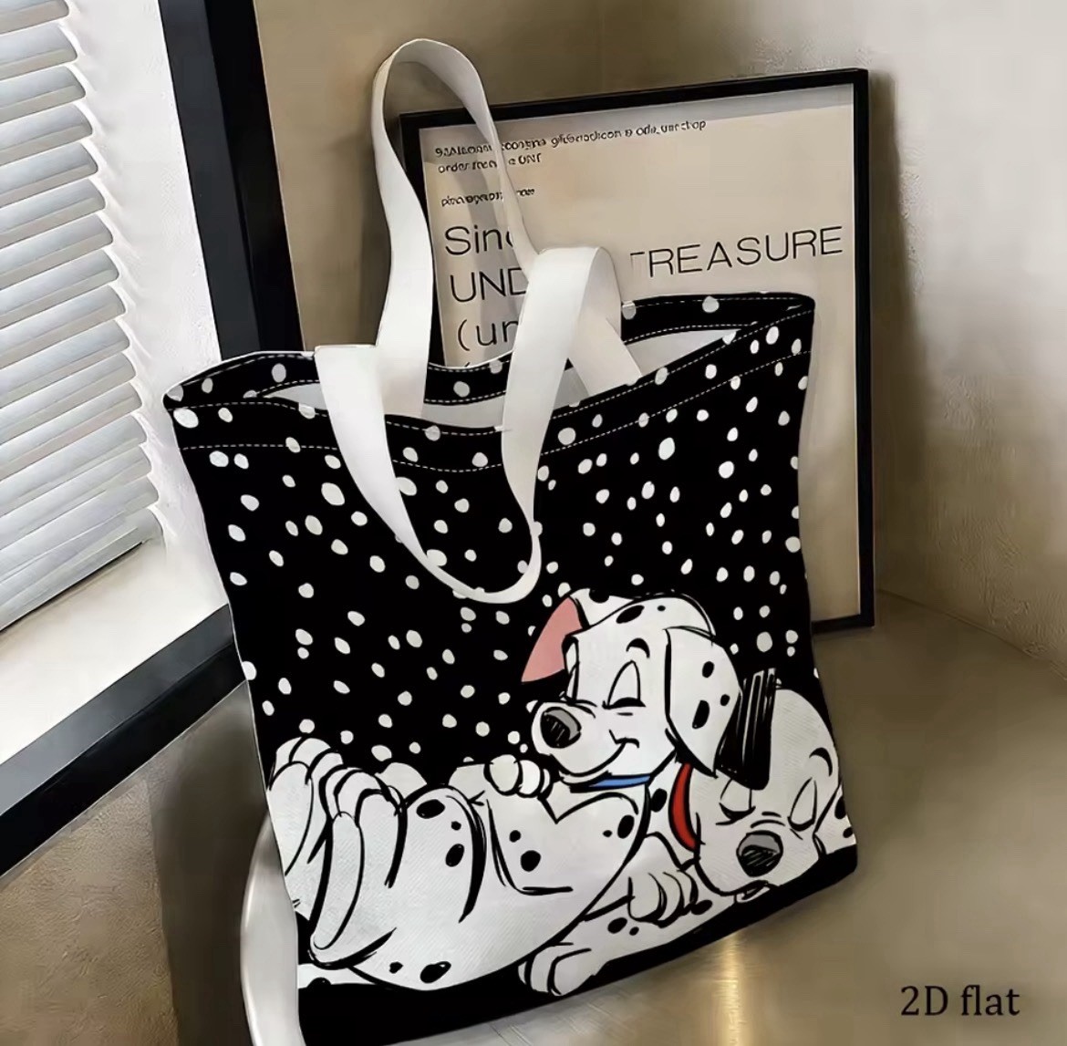 New 16” Disney 101 DALMATIANS Canvas Bag POLKA DOT Purse LUCKY Penny Tote PUPPY