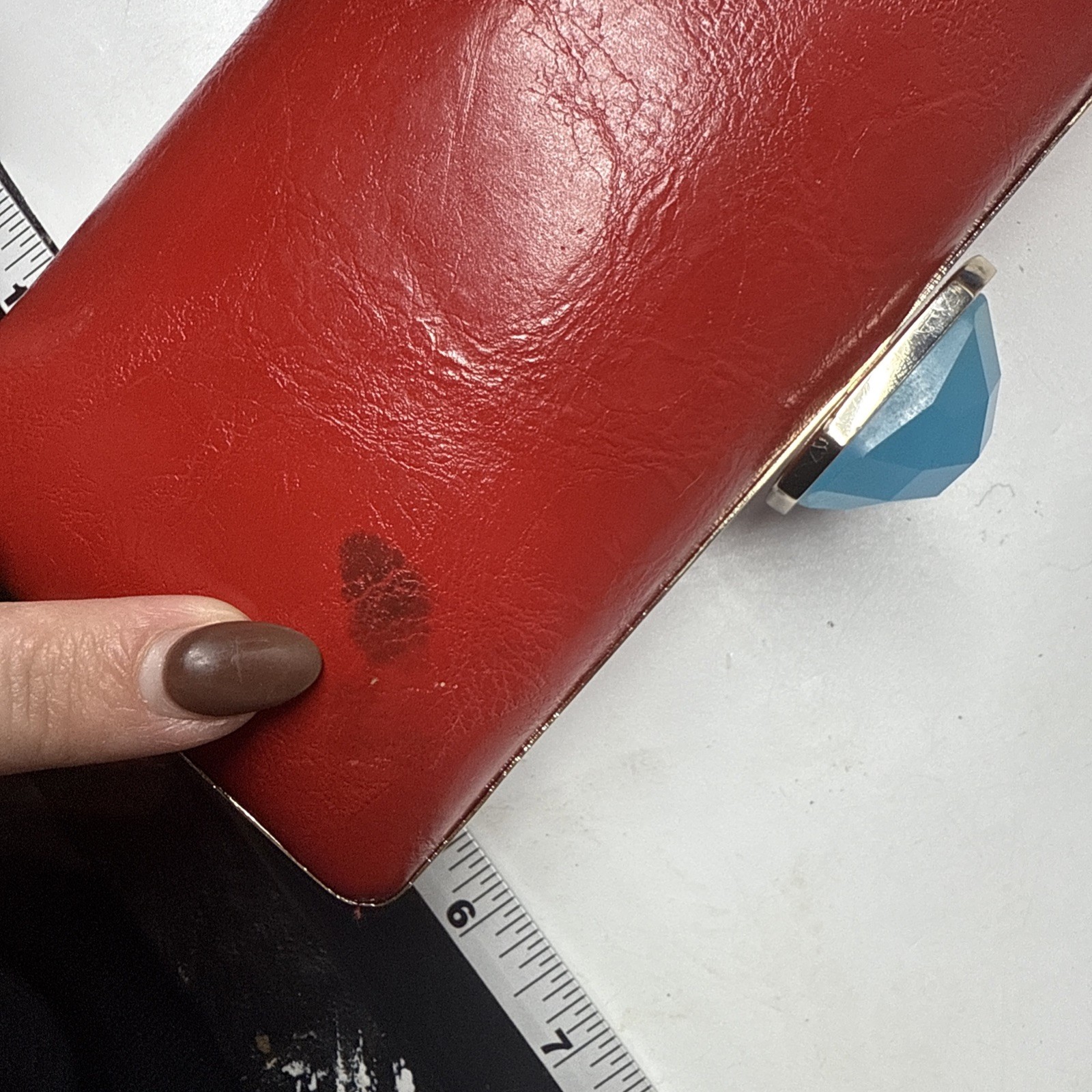 Banana Republic Trina Turk Clutch Red Jewel Latch Clutch Limited Edition READ
