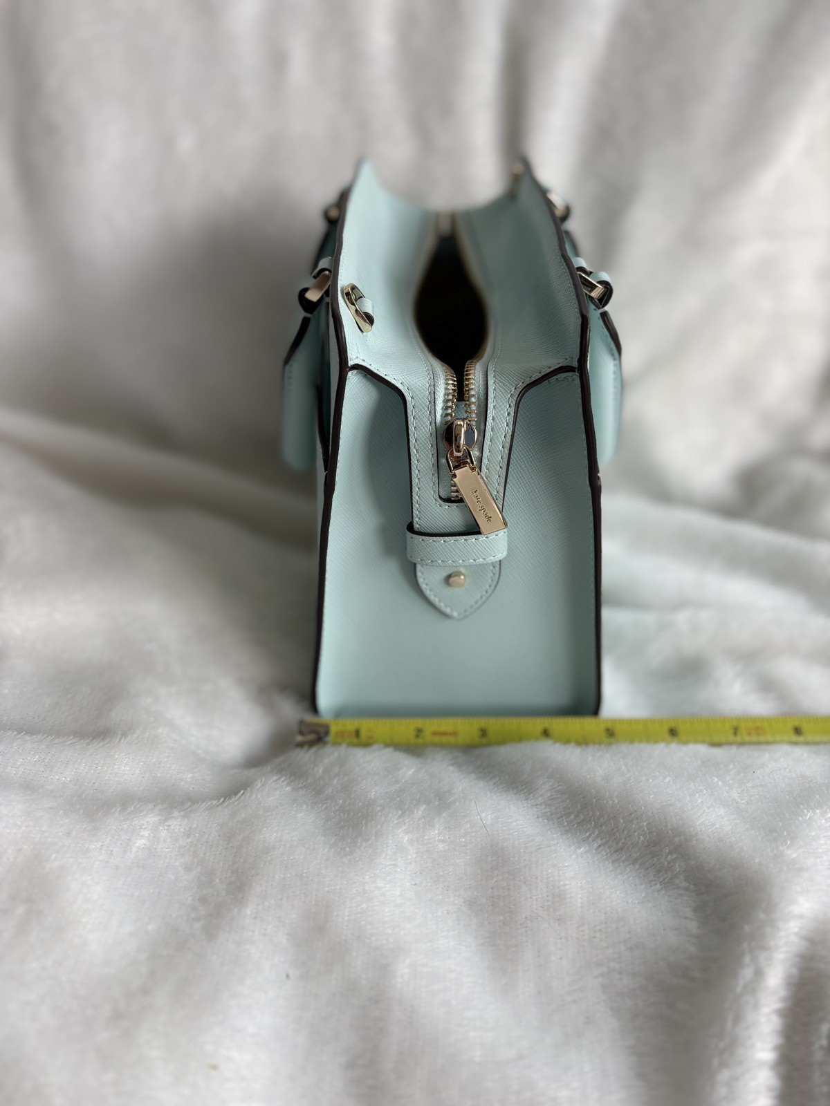 Kate Spade Madison Saffiano Leather Medium Top Zip Blue Glow Satchel Bag KC436