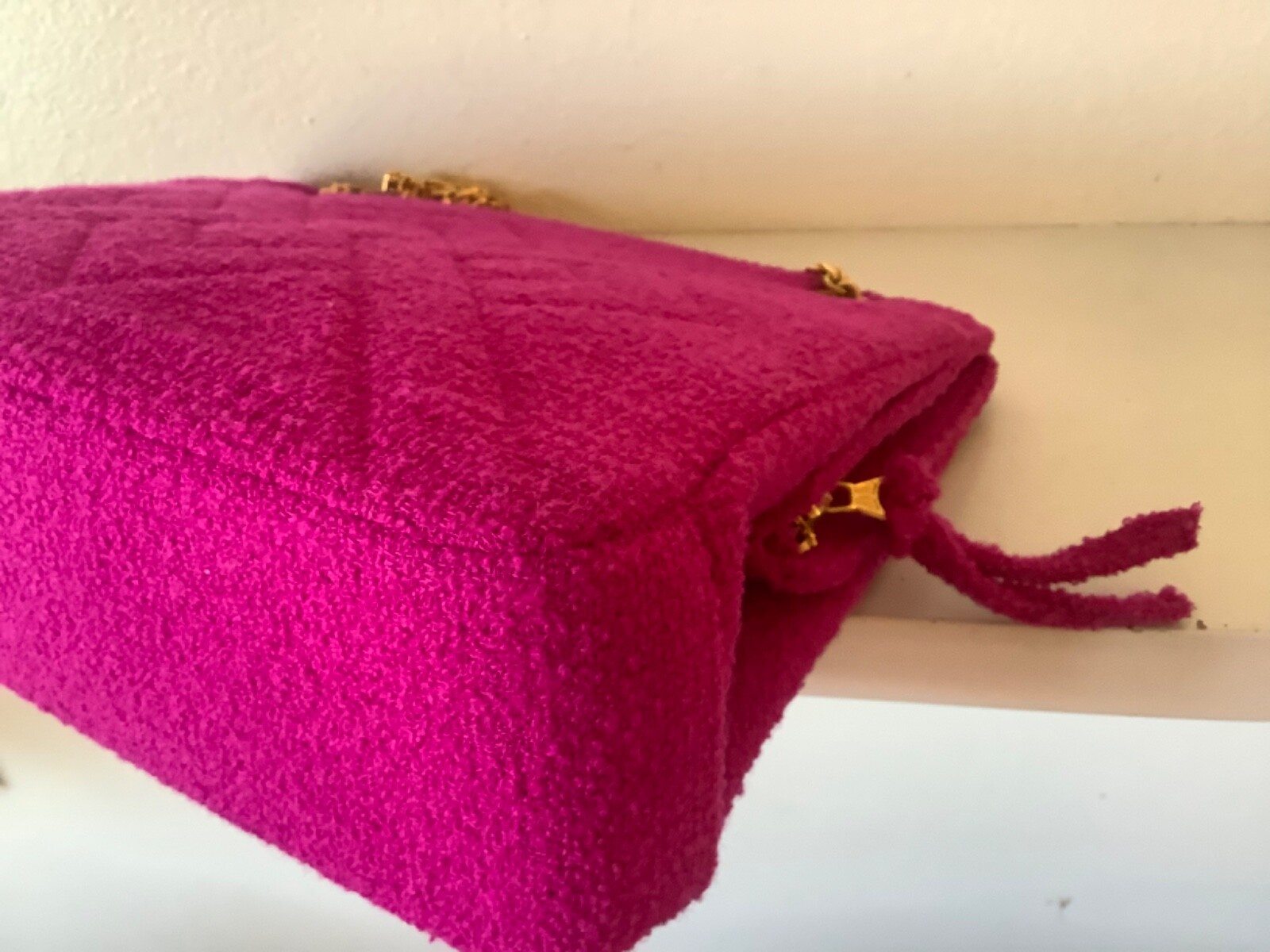 SALE ! RARE VINTAGE CHANEL PINK TWEED EMILY IN PARIS BAG