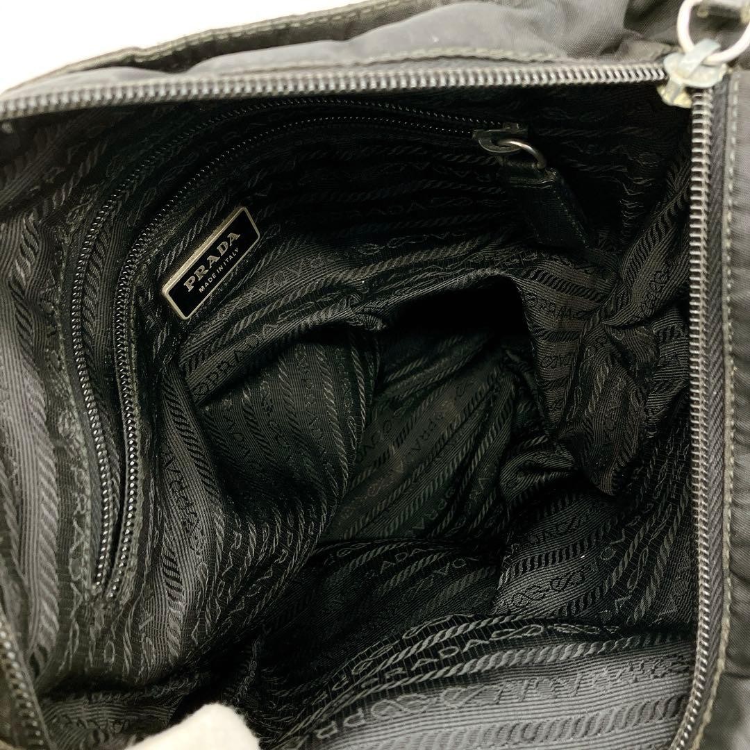 PRADA Shoulder Bag Nylon Triangle Logo Plate Black Self Standing From Japan