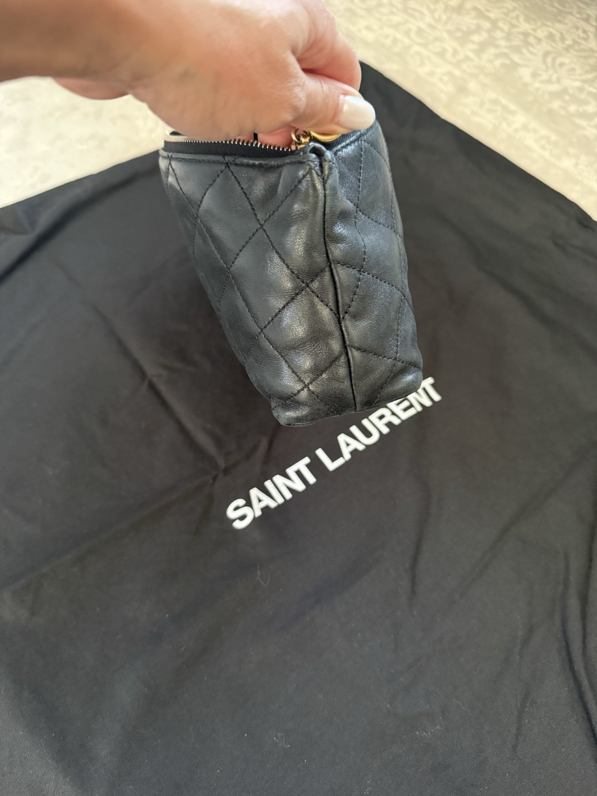 Saint Laurent YSL Icare Maxi Shopping Tote Bag Black Quilted Lambskin Leather
