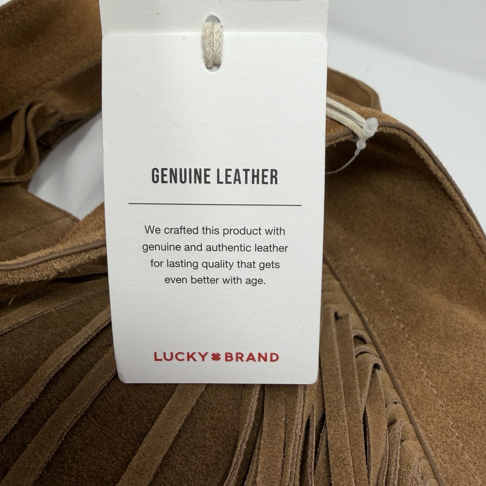 Viral Lucky Brand Genuine Leather Fringe Bag Honey Tan Suede Boho Western NWT
