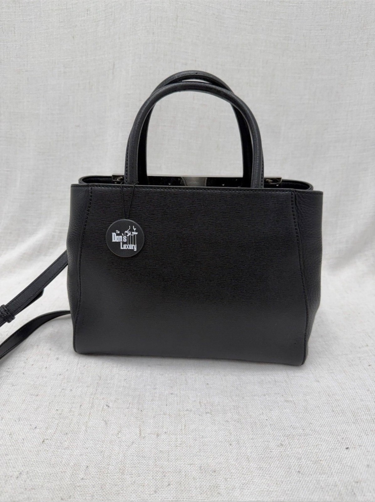 Fendi Black Leather Studded Apple Petite 2Jours 2Way Bag