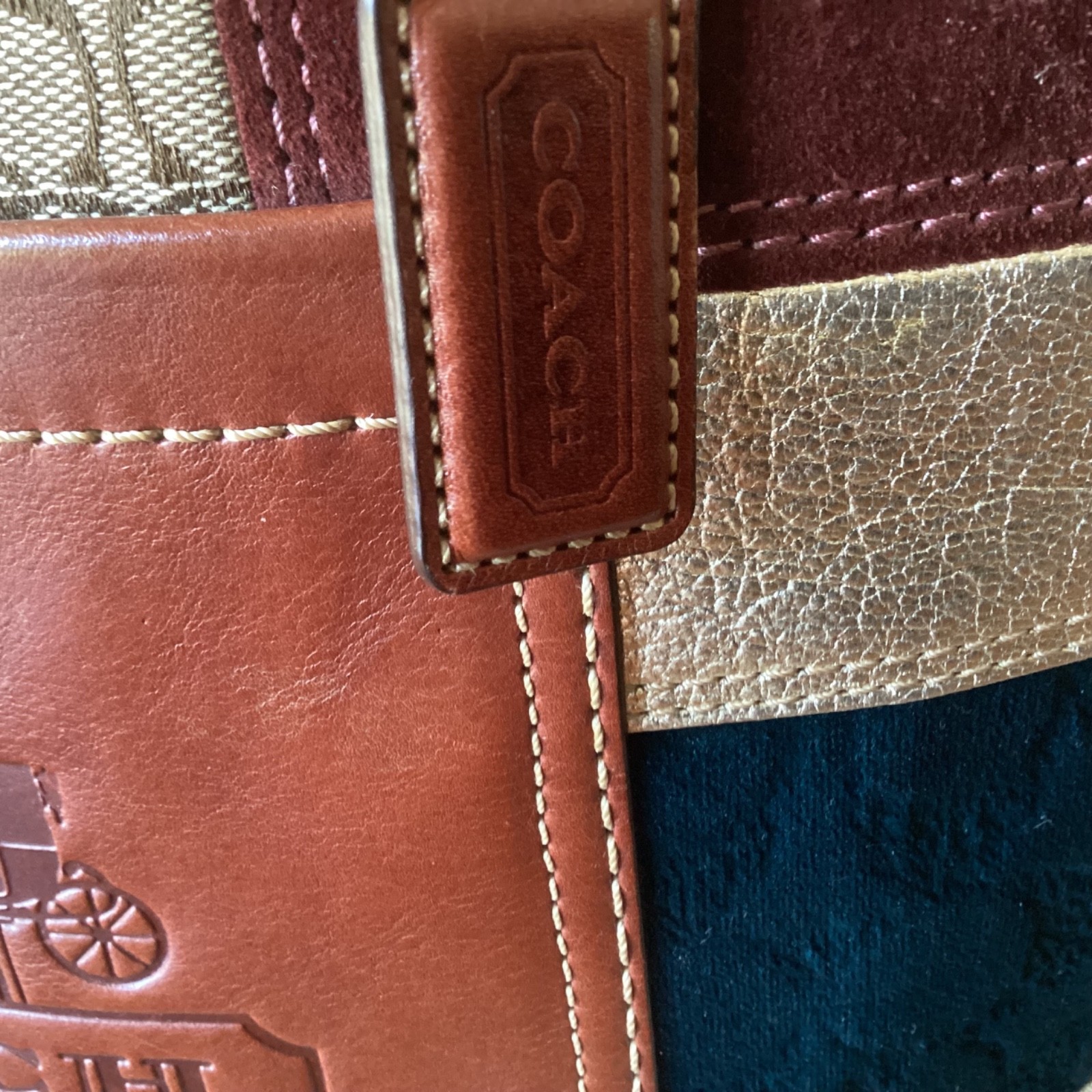 Coach Holiday Patchwork Gallery Tote 11358 Multicolor Leather w/Dust Bag vintage