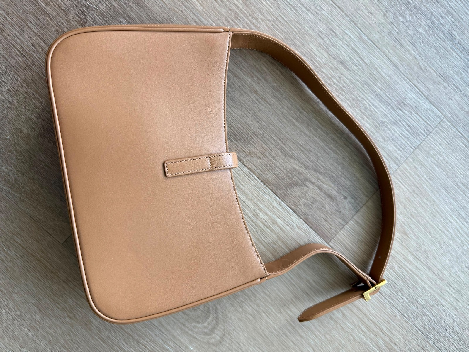 SAINT LAURENT LE 5 A 7 Hobo Shoulder Bag Calfskin Beige