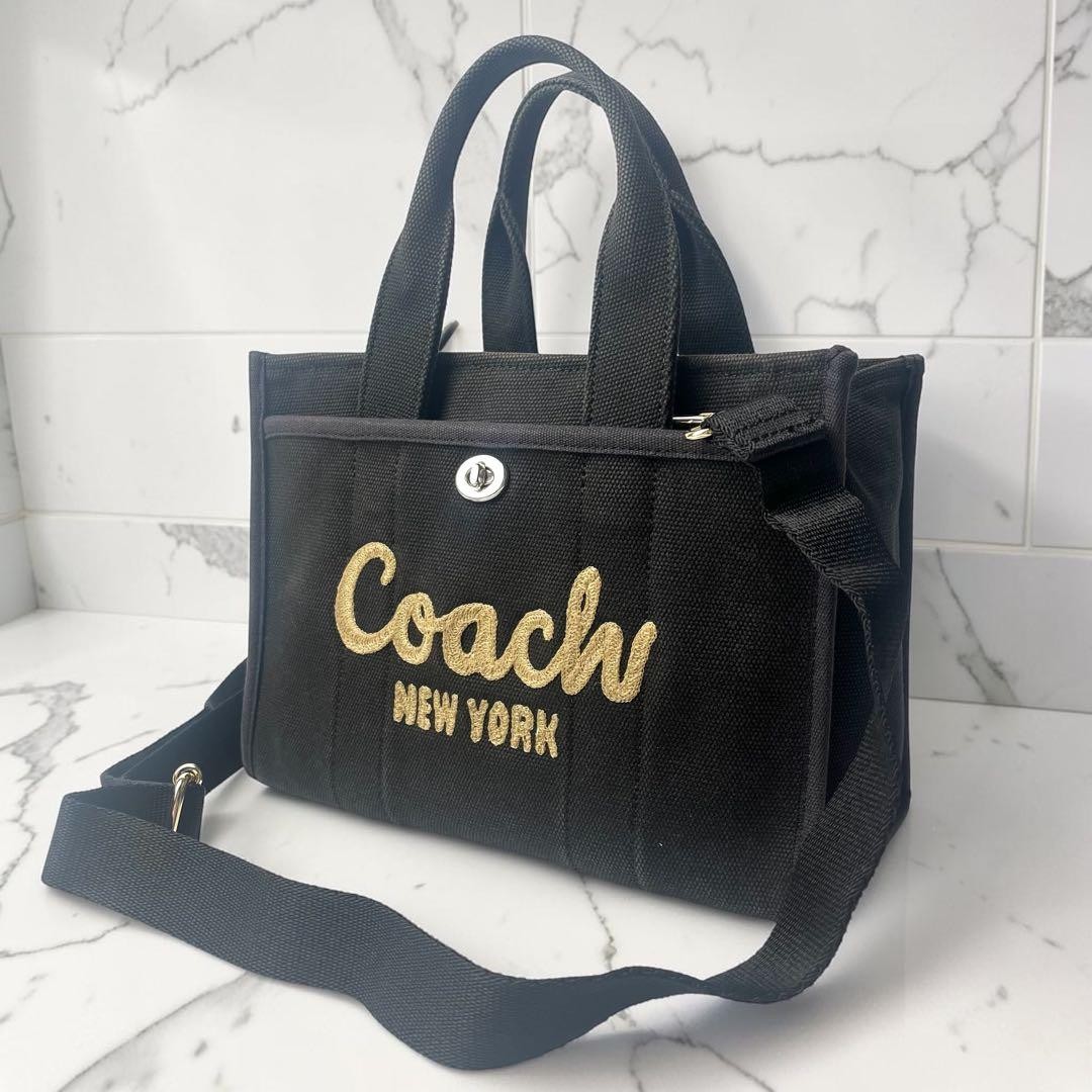 Excellent Condition COACH 2way Shoulder Bag Tote Self Standing Canvas