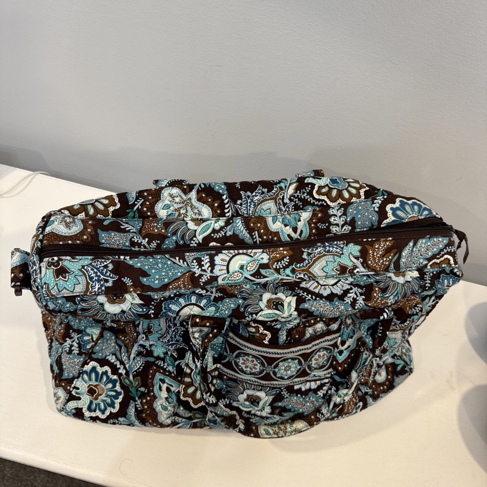 Vera Bradley Blue/Brown Floral Travel Bag- No Handle