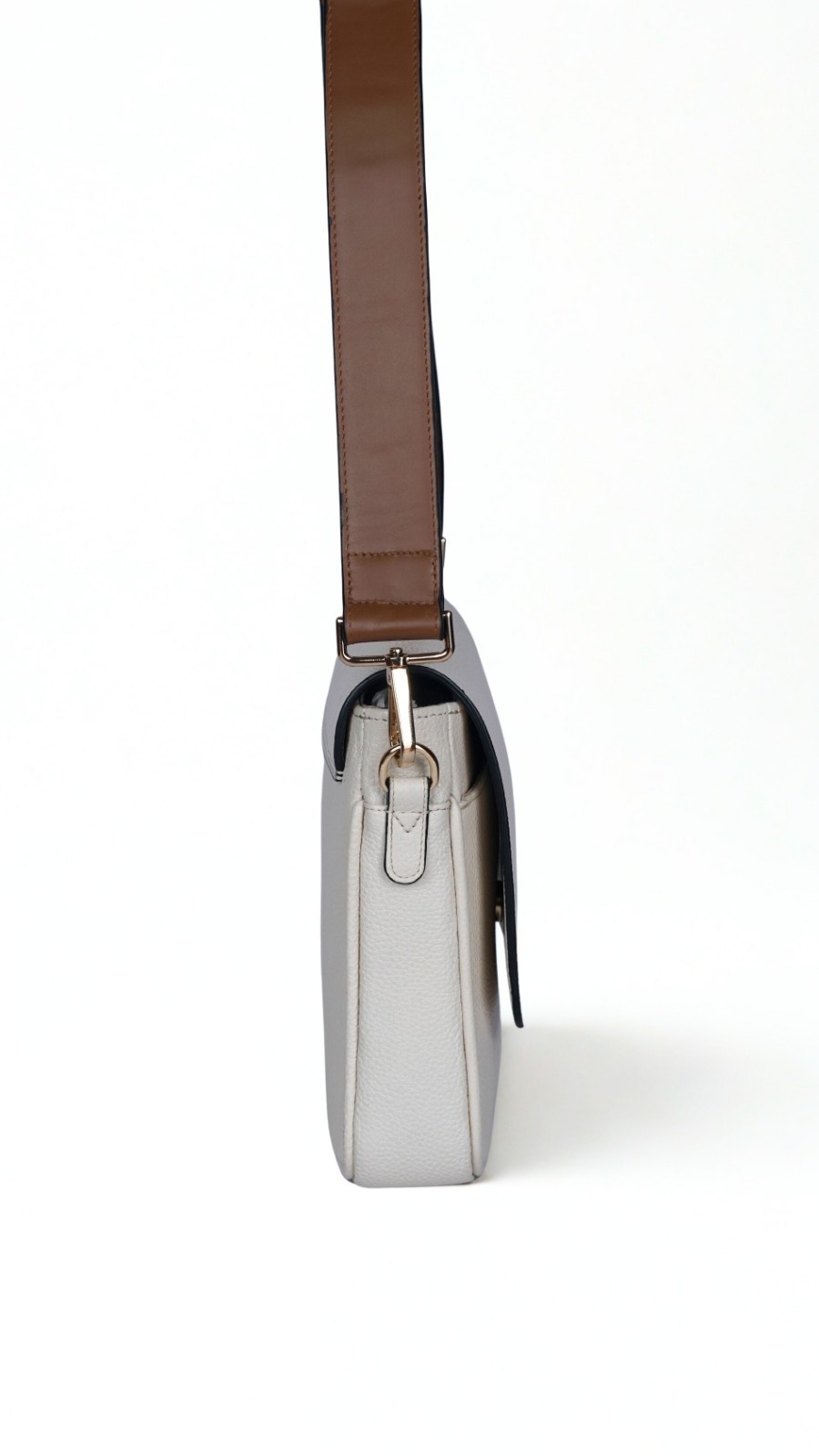 Bellish Snow Flare White Genuine Leather Handbag with Cotton Lining, Magnet Snap