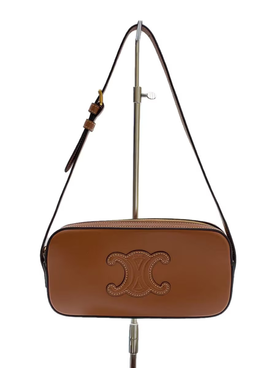 CELINE Shoulder Bag Leather BRW 10J583DR8.04LU Crossbody Handbag Authentic Bag