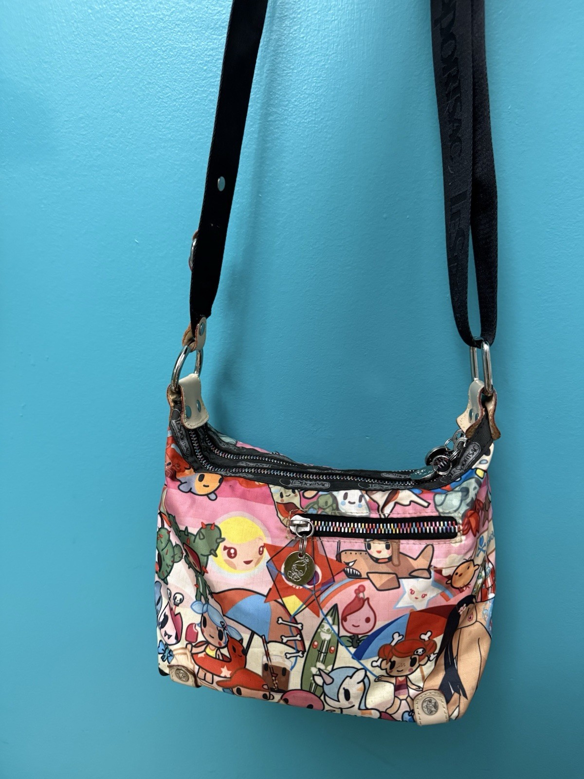 Tokidoki x LeSportsac Spiaggia Small Cleo Crossbody Bag Purse Rare Figure Charm