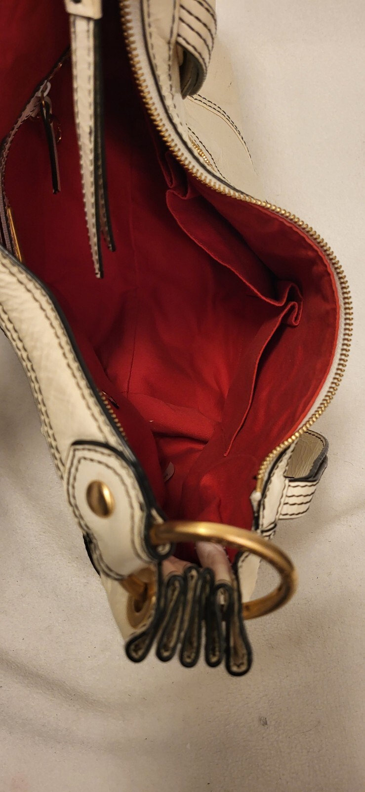 Rare Vtg Y2k Isabella Fiore Cream/white/red Purse Bag