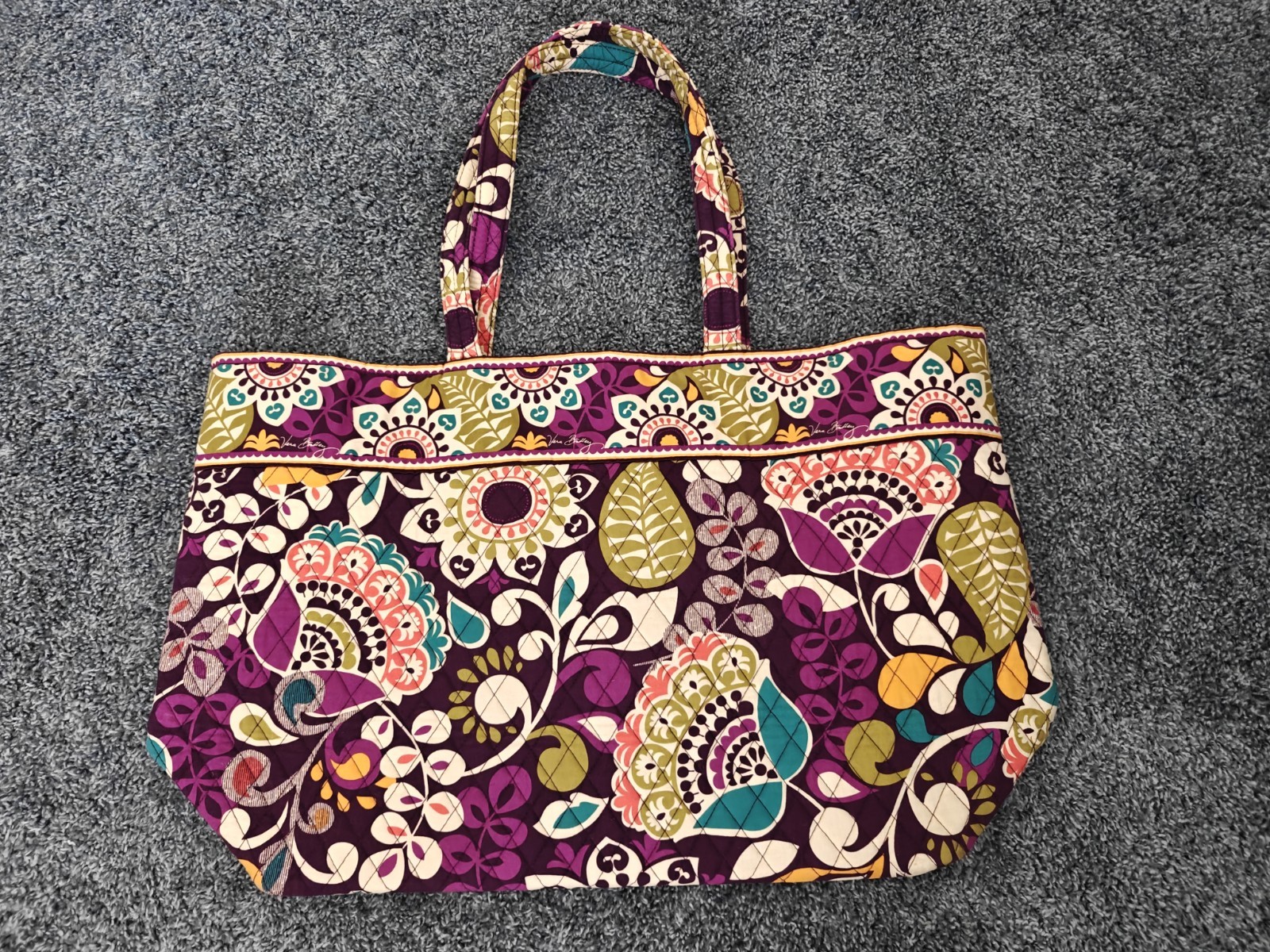 Vera Bradley Large Plum Crazy Quilted Tote, Retired Bag, 22.5x15x7