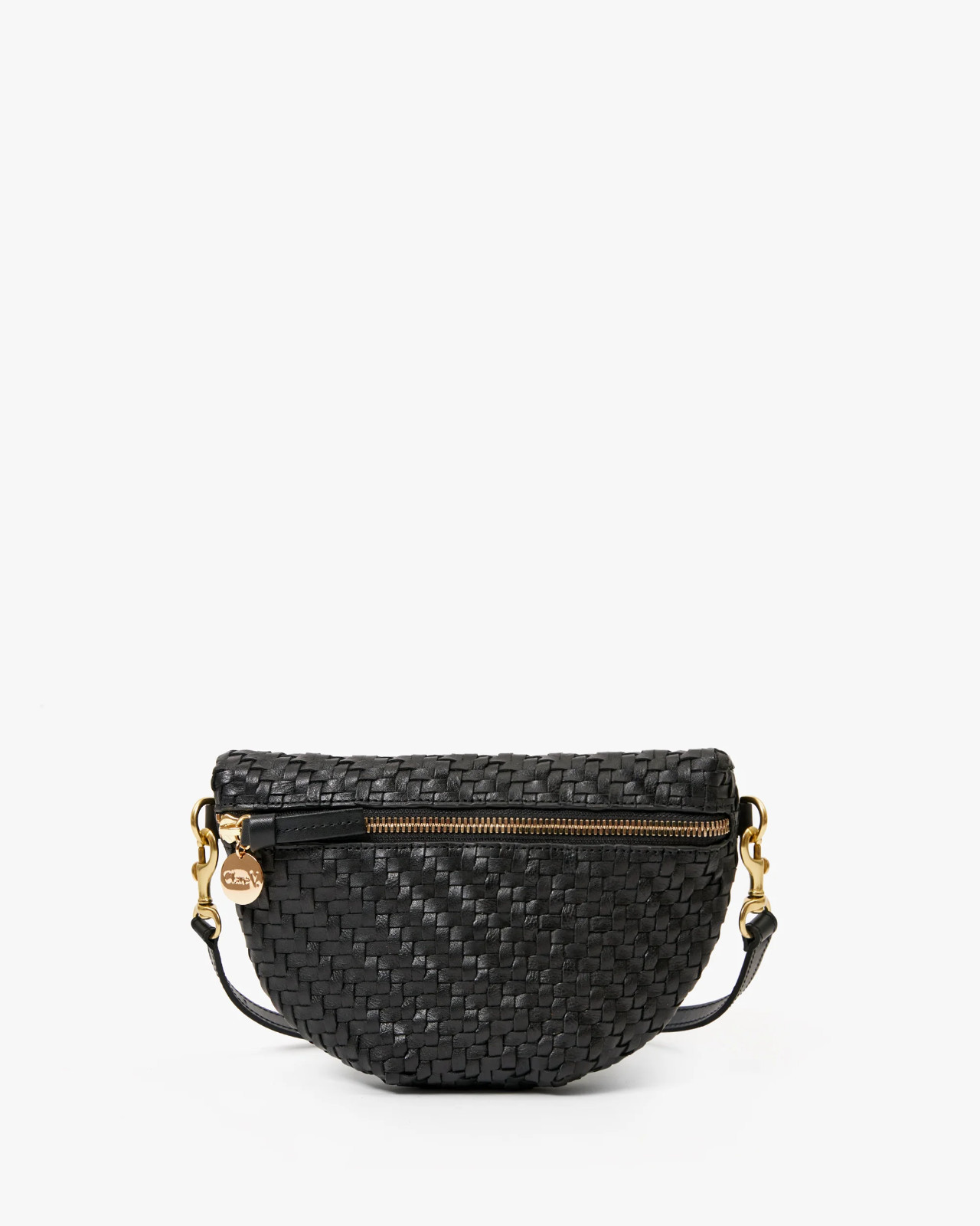 Clare V. Petite Fanny Handbag in Black Woven Zig-Zag, NWT