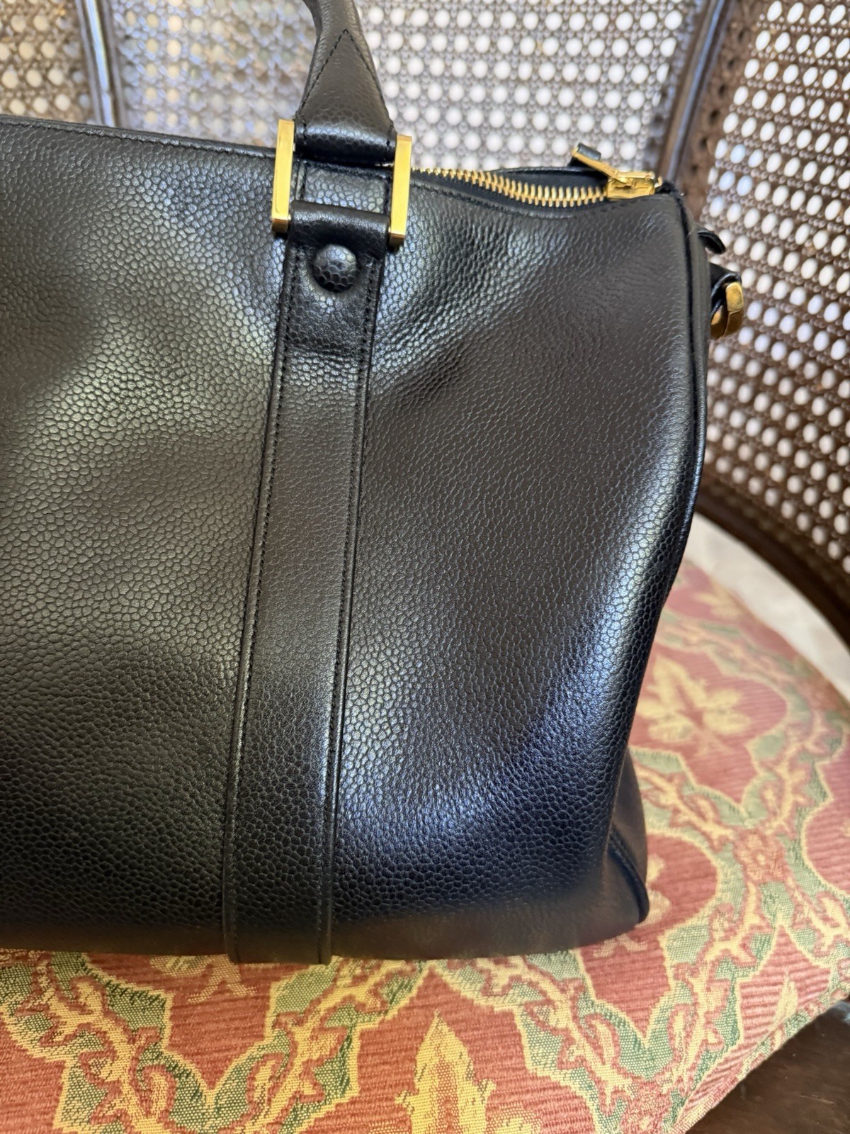 Chanel Timeless Boston Bag Caviar Black Speedy Vintage 1995 Gold Hardware TDF!