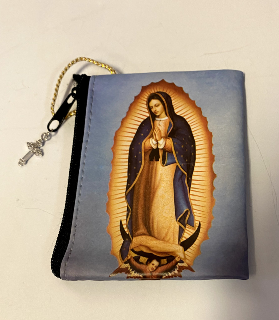 Our Lady of Guadalupe Small 3.25″ Zip Rosary Pouch, New