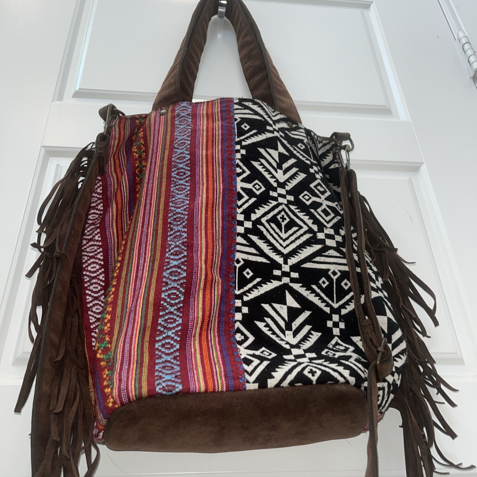 Boho Style Fringed Tote Bag BAY SKY