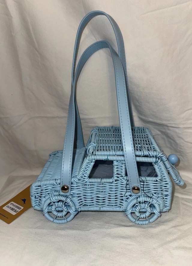 NWT Tommy Bahama Wicker Jeep SUV Car Shoulder Purse Viral Baby Blue Rare