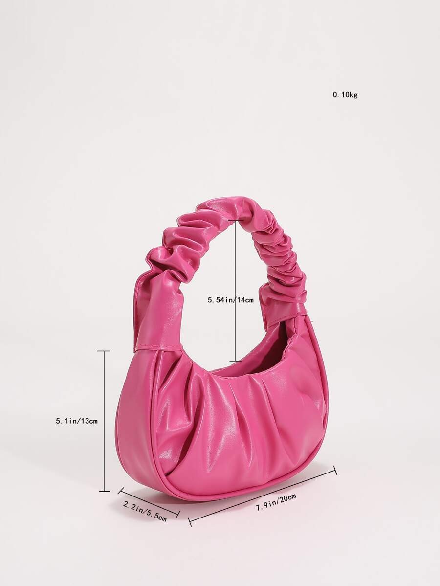 Trendy Women Mini Ruched Cloud Bag Pleated Dumpling Pouch Top Handle Handbag