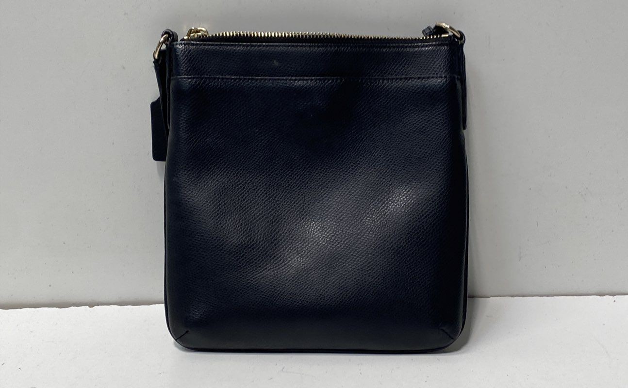 Coach Black Crossgrain Leather Kitt Messenger Crossbody Bag Gold Hardware