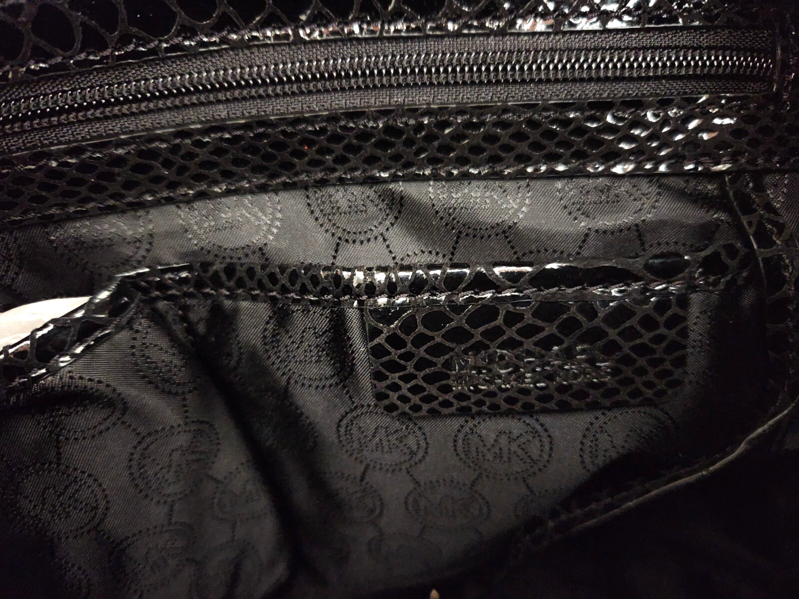 🌞MICHAEL KORS WESTON BLACK SNAKESKIN LEATHER LARGE TOP ZIP SHOULDER BAG🌺NWT!