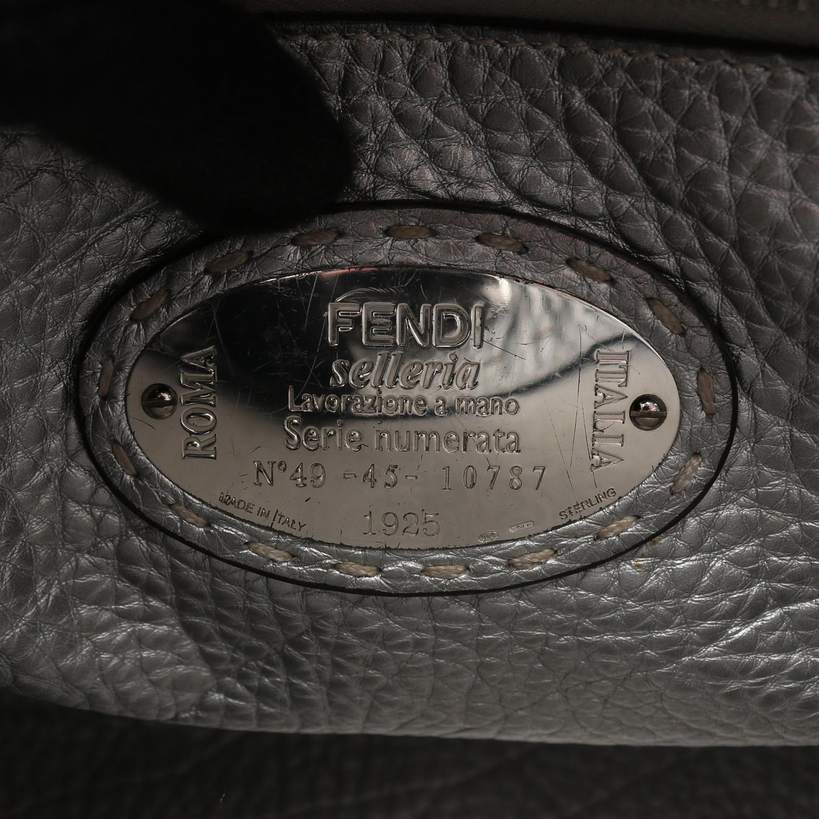 FENDI Peekaboo Regular Selleria 2WAY Handbag 8BN290 leather Silver Used Women