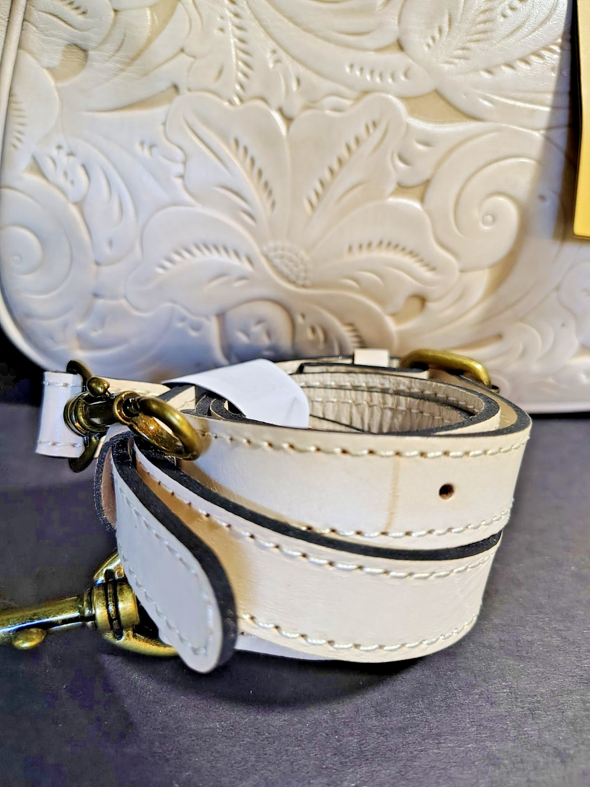 NWT Patricia Nash Gracchi Satchel Chalk White Tooled Leather Bag P384244 MSRP249