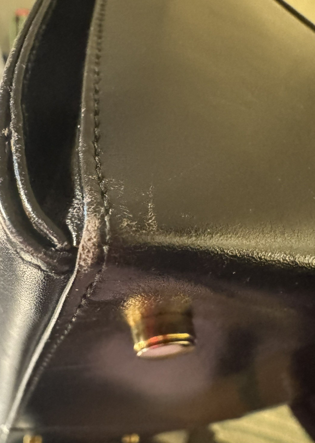 Salvatore Ferragamo Gancini Leather Hand Bag Black Gold Hardware