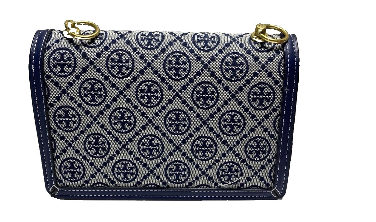 NWT Tory Burch T Monogram Jacquard Wallet Crossbody Clutch Bag Complete Set