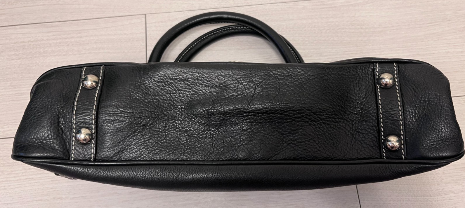 Marc Jacobs Black & Silver Buckle White Stitch Satchel Vintage Shoulder Bag Y2K