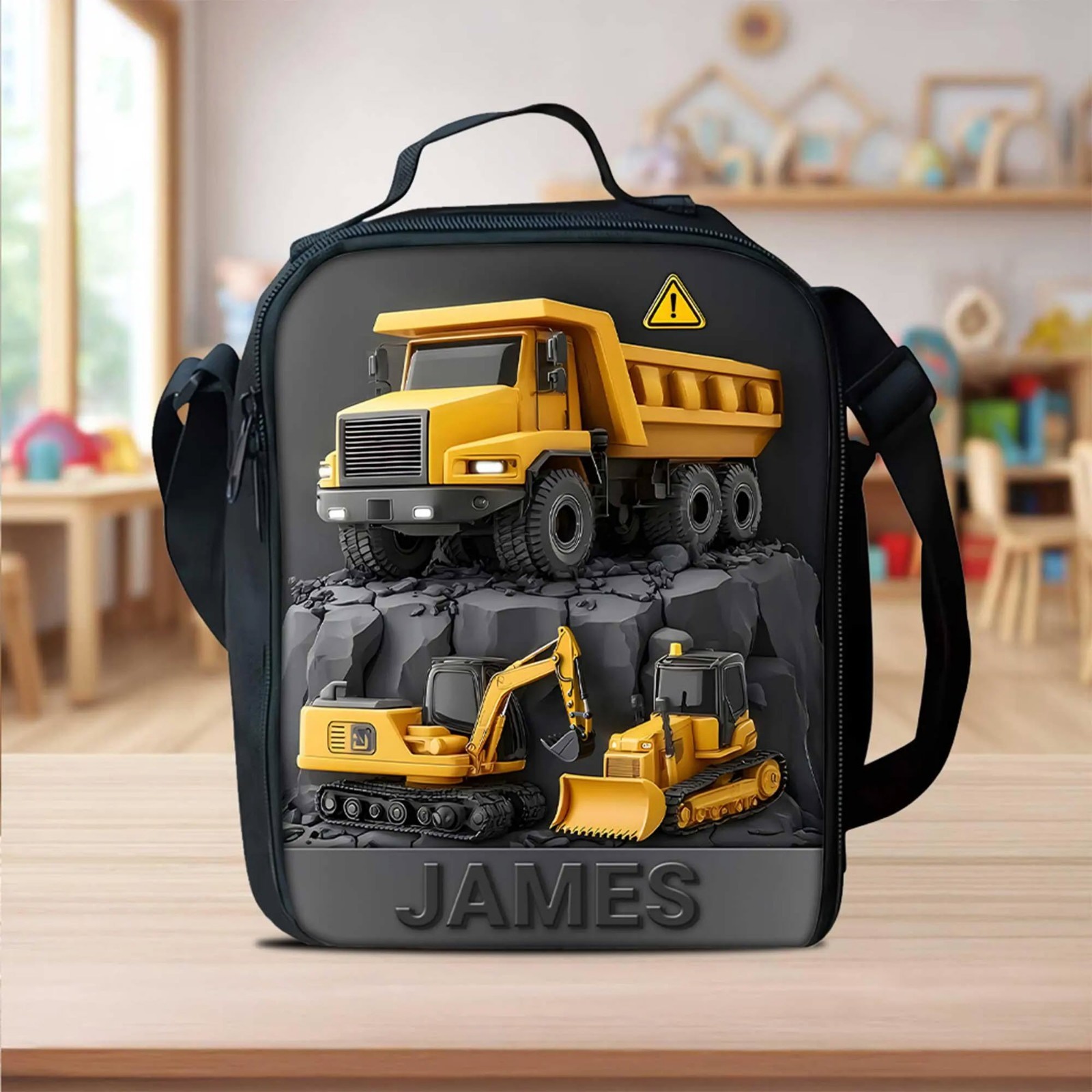 Custom Back To School Backpack Kids Excavator Truck Lunch Bag Construction Bag
