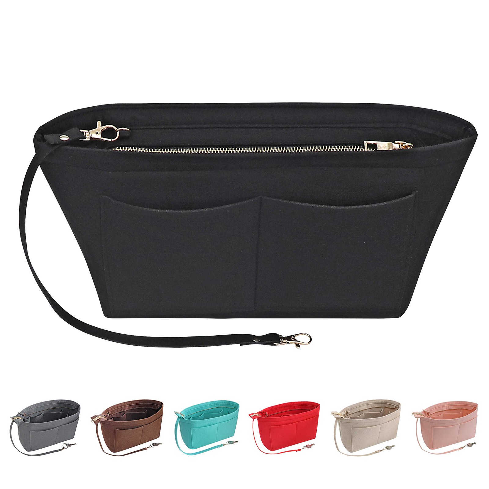 Soyizom Purse Organizer Insert Felt Bag Organizers Medium, Black