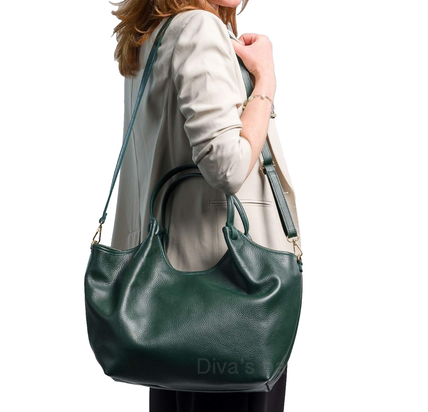 ITALIAN PREMIUM LEATHER X-LARGE OVERSIZED BAG HANDBAG by DIVA’S – MADE IN ITALY