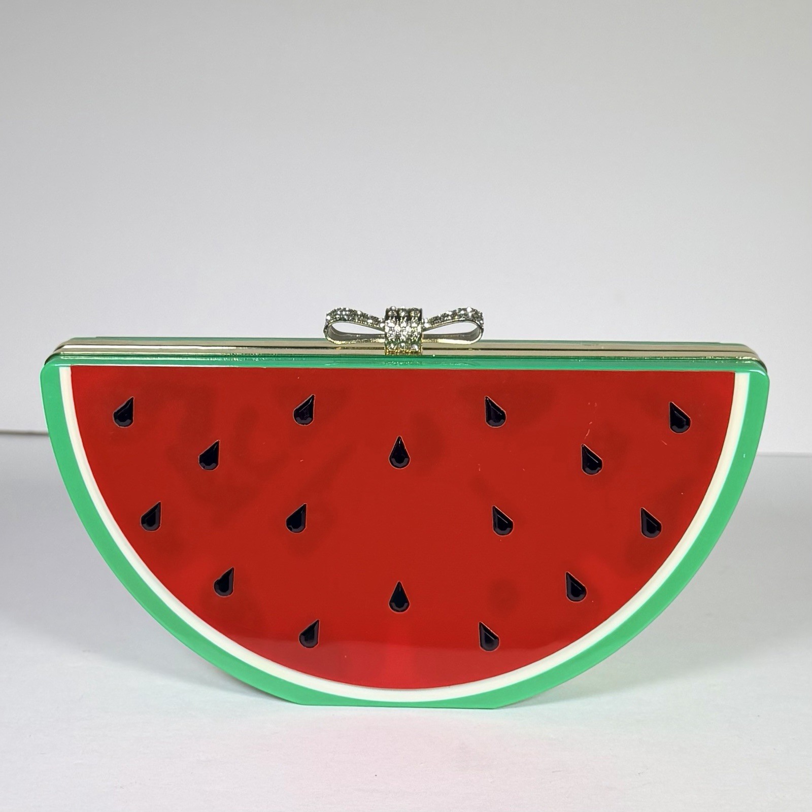 Acrylic Watermelon Fashion Handbag Purse Clutch Rhinestone Bow Closure Shoulder