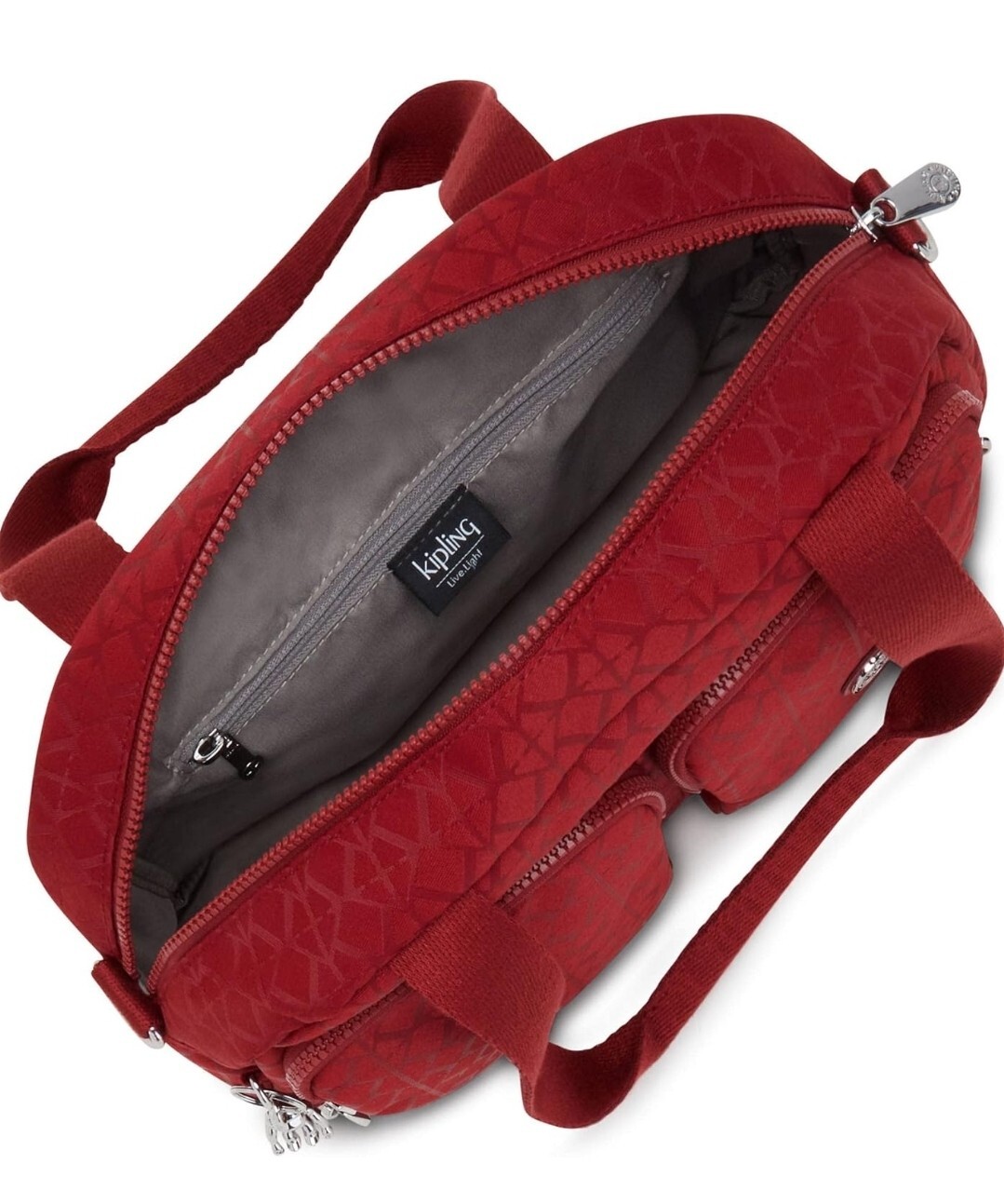KIPLING Cool Defea nylon medium shoulder bag – Signature Embossed Red