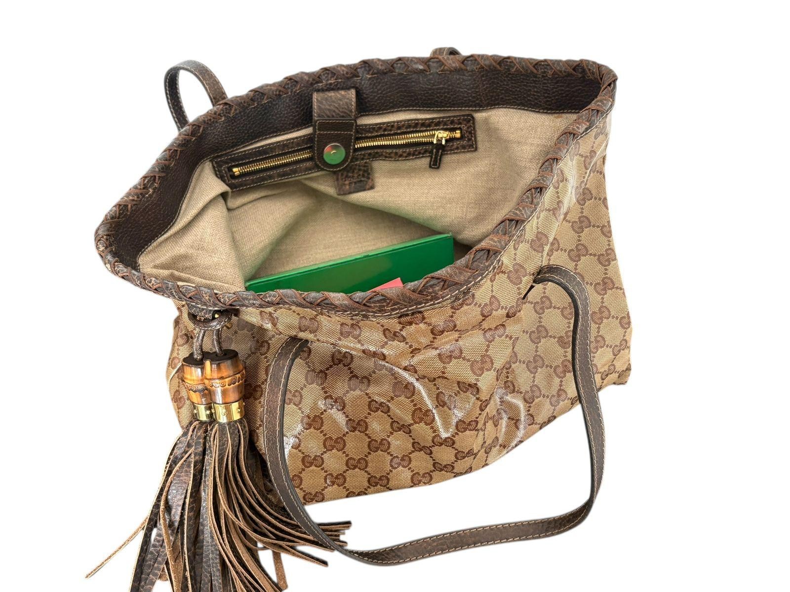 Gucci GG Crystal Bamboo Tassel Tote Bag