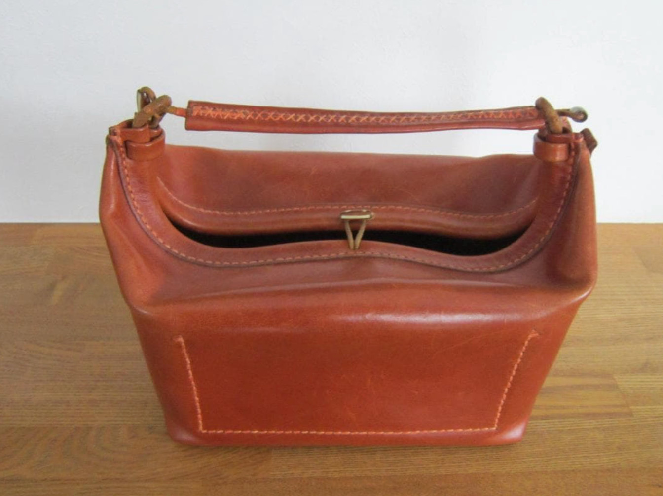 HENRY CUIR Brown Leather Hand Bag From Japan Rare Used