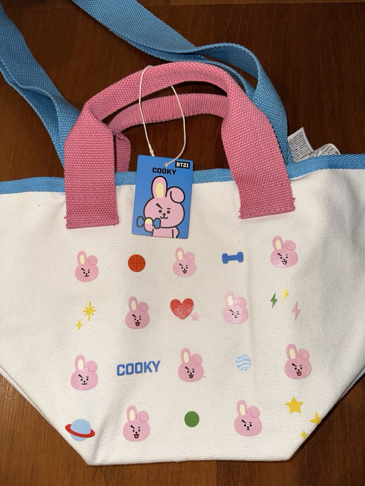 MINISO BT21 Cooky Line Friends Canvas Tote Bag Double Handles – NEW w/ Tags