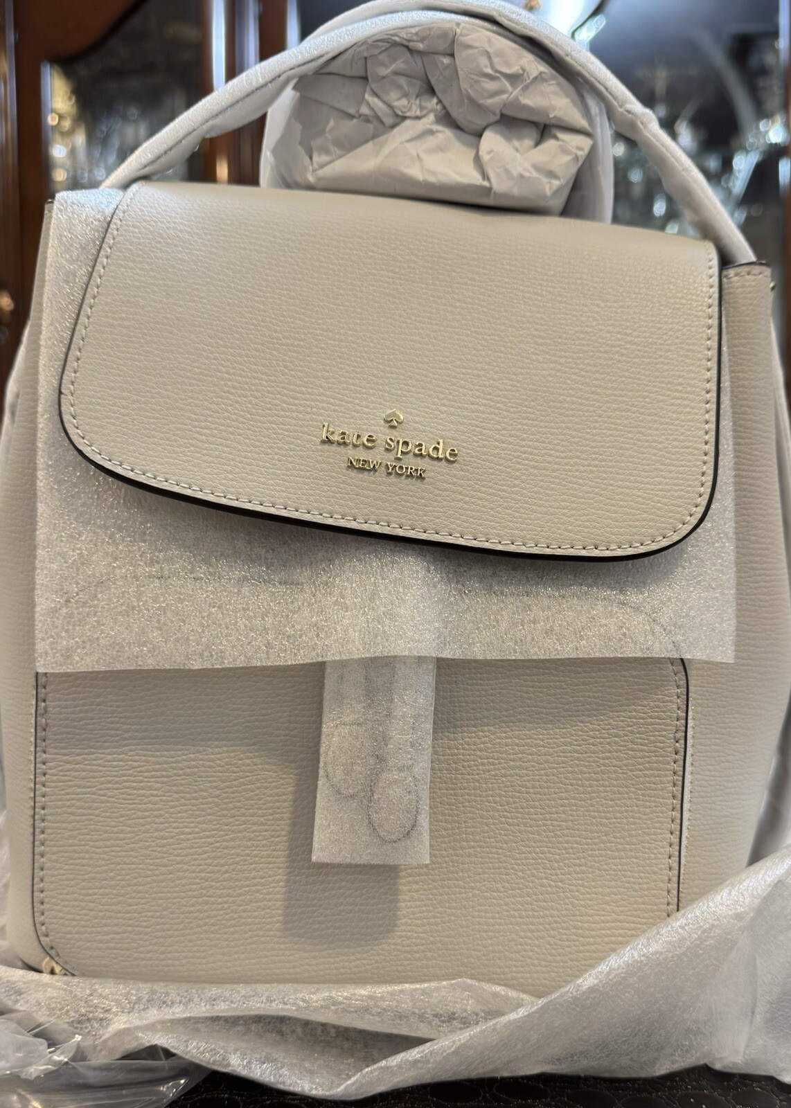 Kate Spade Kristi Medium Flap Backpack Quill Grey Leather Bag KA695 NWT MSRP$395