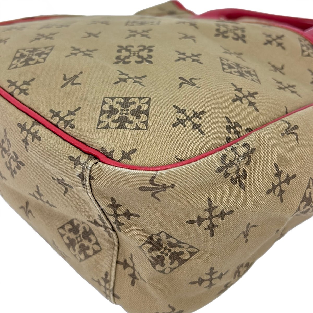 russet Beige Dark Brown Red Canvas Leather Tote Bag