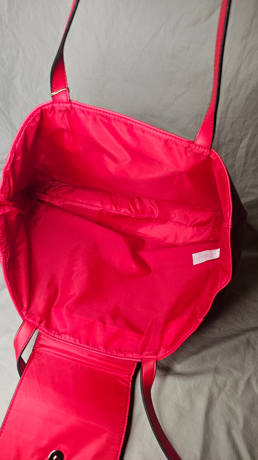 Elizabeth Arden Tote Bag Shoulder Handbag Red PVC Faux Leather Double Handles